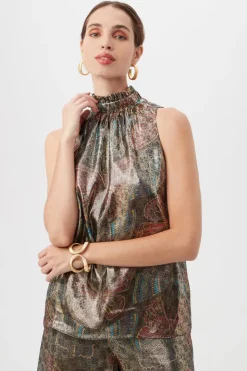 Best Rissa Butterfly Print Silk Top In Blouses