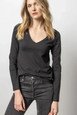 Outlet Rolled Edge V-Neck Tee In Basics And Tees