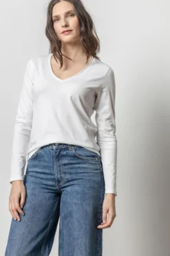 Discount Rolled Edge V-Neck Tee In Basics And Tees