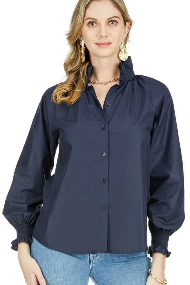 Sale Ruffle High Neck Top In Blouses