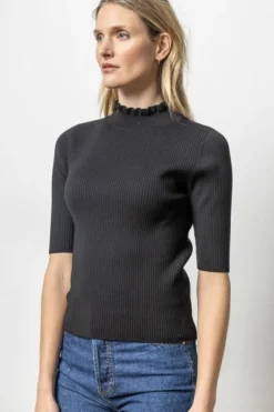 Discount Ruffle Mock Neck Sweater In Sweaters