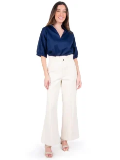 Outlet Ruffled Flared Pant In Gardenia Pants|Denim