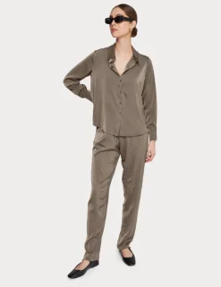 Clearance Satin Button Down Blouse In Blouses