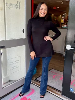 Outlet Scrunchneck Bamboo Tunic Top In Basics And Tees