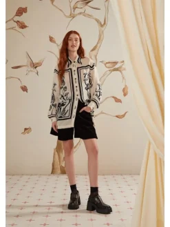 Online Surreal Garden Long Sleeve Top In Off White Blouses