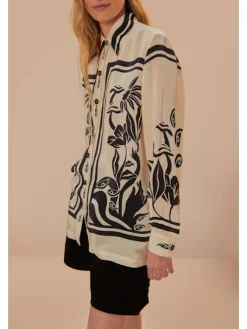 Online Surreal Garden Long Sleeve Top In Off White Blouses