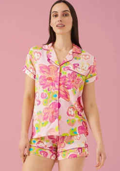 Outlet The Jenna PJ Set In Floral Pond Pink All Loungwear