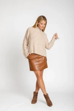 Discount The Riley Mock Neck Cable Knit Sweater In Sweaters