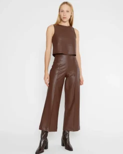 Best Vegan Leather Cropped Straight Leg Pant In Pants|Shop All Matching Sets