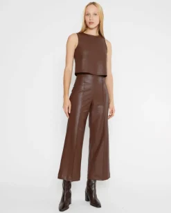 Best Vegan Leather Cropped Straight Leg Pant In Pants|Shop All Matching Sets