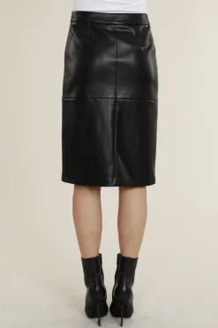 New Vegan Leather Pencil Skirt With Slit In Skirts