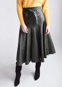 Outlet Vegan Leather Prairie Midi Skirt In Skirts