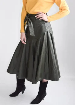 Outlet Vegan Leather Prairie Midi Skirt In Skirts