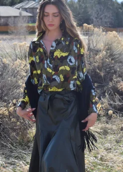 Outlet Vegan Leather Prairie Midi Skirt In Skirts