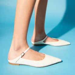 Fashion Vida Mule In Bone Snake Flats