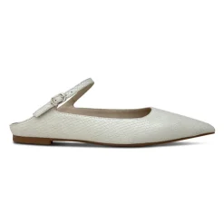 Fashion Vida Mule In Bone Snake Flats
