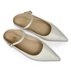 Fashion Vida Mule In Bone Snake Flats