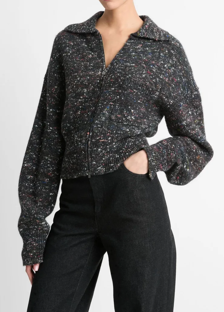 Discount Wool-Silk Donegal Zip Jacket In Donegal Sweaters|All Outerwear
