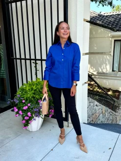 Fashion Zoey 3/4 Length Ruched Sleeve Top In Blouses