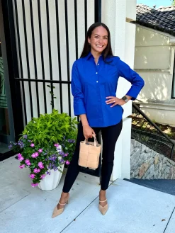 Fashion Zoey 3/4 Length Ruched Sleeve Top In Blouses